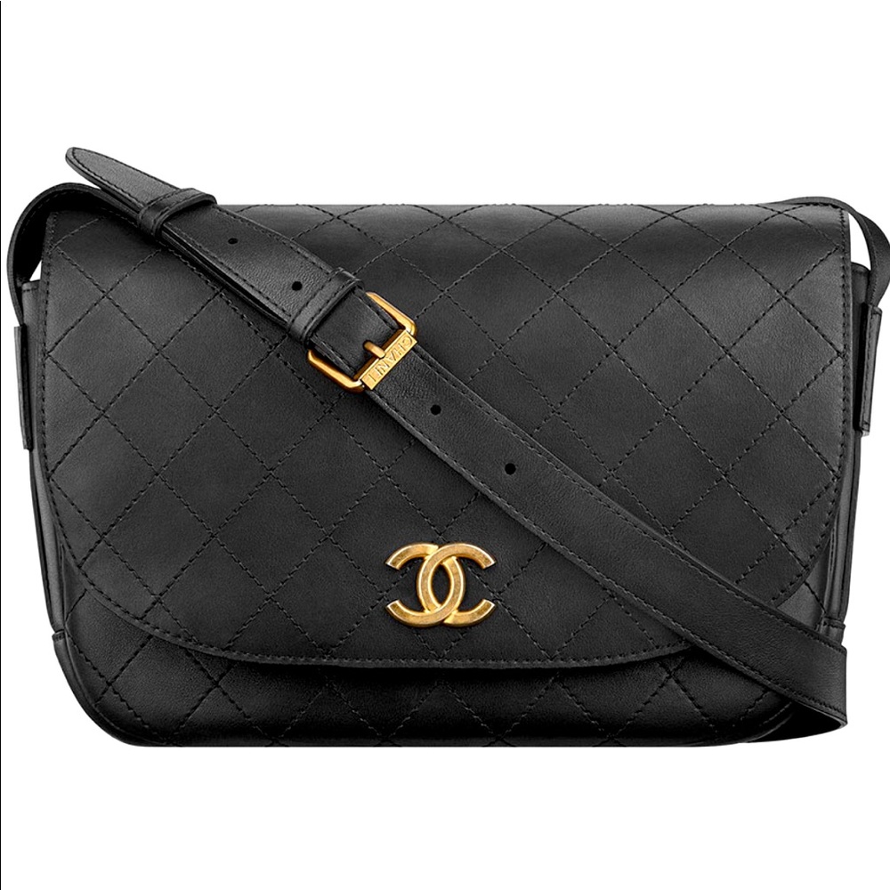 Chanel Blk Quilted Calfskin Saddle Messenger